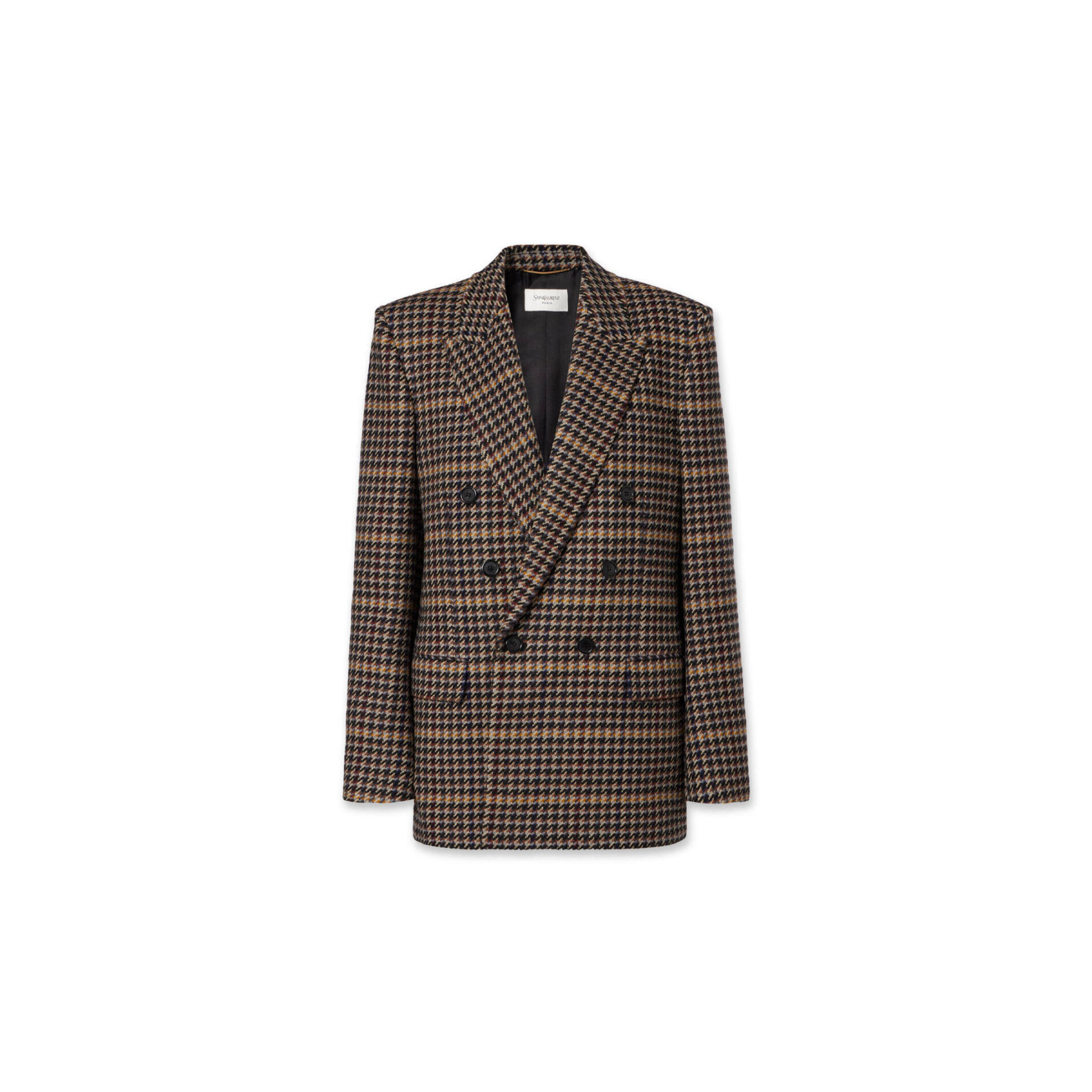 YSL HOUNDSTOOTH DOUBLE-BREASTED WOOL BLAZER